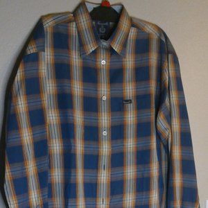Faconnable Blue Plaid Shirt Size S